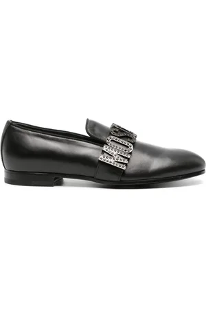 Moschino jacquard-logo almond-toe loafers - Black
