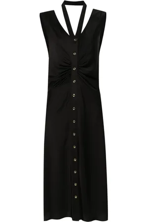 PINKO long-sleeve corset-detail Midi Dress - Farfetch