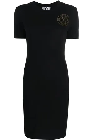 VERSACE Logo-print stretch-cotton dress