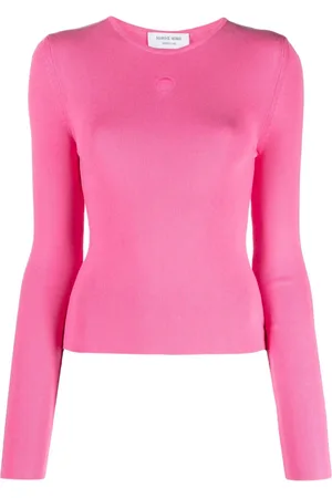 Marine Serre Logo-embroidered ribbed-knit top