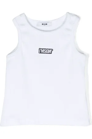 Msgm Logo-embroidered fine-ribbed tank top