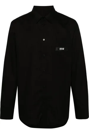 VERSACE Logo-patch cotton shirt