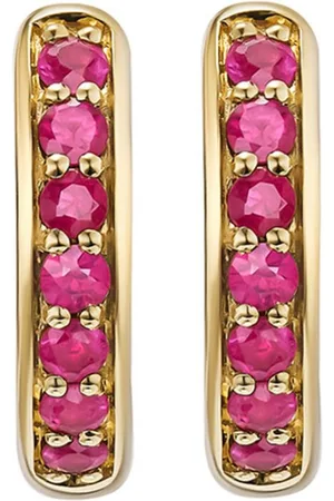 David Yurman 18kt yellow Petite Pav?? ruby huggie earrings