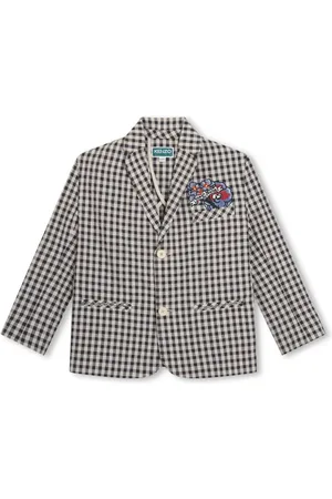Kenzo Logo-embroidered gingham blazer