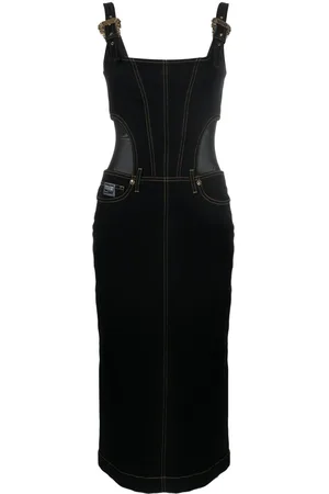 VERSACE Contrast-stitching denim dress
