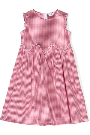 Il gufo Gingham-checked cotton flared dress