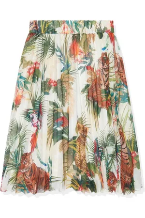Roberto Cavalli Jungle-print silk skirt