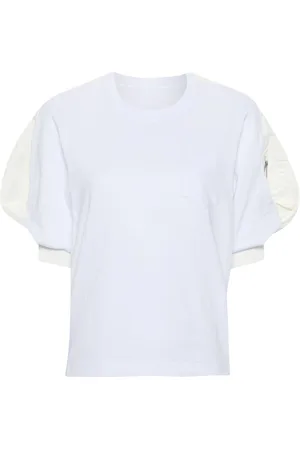 SACAI Puff-sleeves cotton T-shirt
