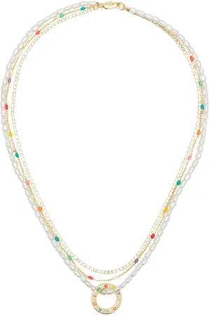 Bimba y Lola Logo-pendant layered necklace