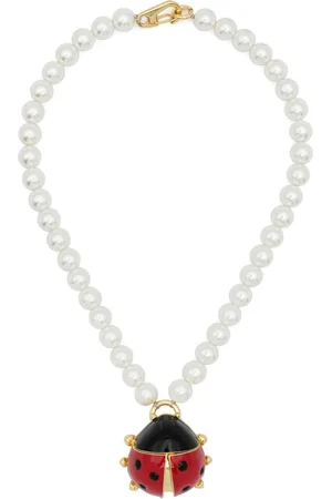 Bimba y Lola Ladybug-pendant pearl necklace
