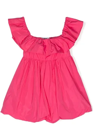 Msgm Logo-embroidered taffeta dress
