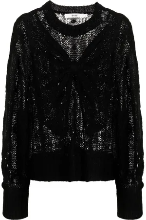 B+AB Bow-embellished cable-knit jumper