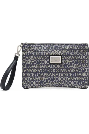 Dolce & Gabbana Logo-plaque jacquard-logo clutch bag