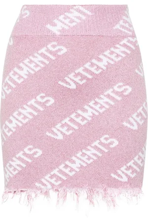 Vetements Logo-intarsia lurex miniskirt