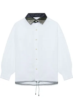 Kolor Striped-collar cotton shirt