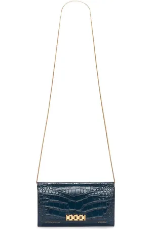 Victoria Beckham Crocodile-embossed leather wallet-on-chain
