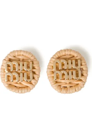 Miu Miu Logo-plaque woven clip-on earrings