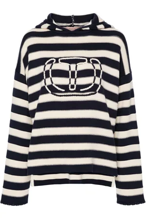 Twin-Set Stiped hooded cotton jumper