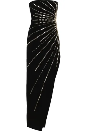 NISSA Mirrored-studs asymmetric maxi dress