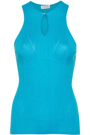 Lanvin Keyhole-neck ribbed tank top