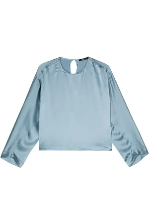 SEVENTY BY SERGIO TEGON Drop-shoulder satin-finish blouse