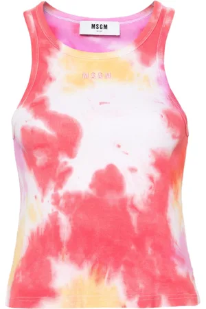 Msgm Tie-dye ribbed tank top