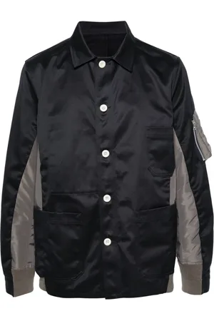 SACAI Spread-collar panelled shirt jacket