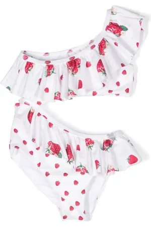 MONNALISA Strawberry-print cut-out swimsuit