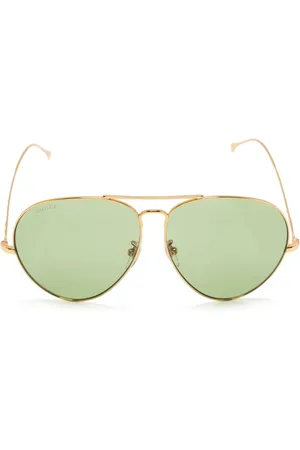 Gucci Logo-lettering pilot-frame sunglasses