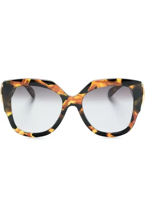 Gucci Tortoiseshell-effect oversize-frame sunglasses