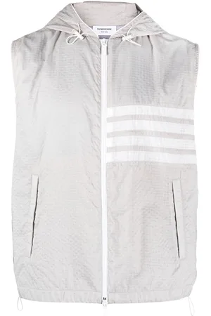 Thom Browne 4-Bar stripe ripstop hooded gilet