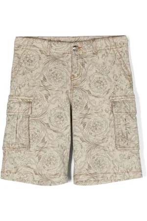 VERSACE Barocco-print denim cargo shorts