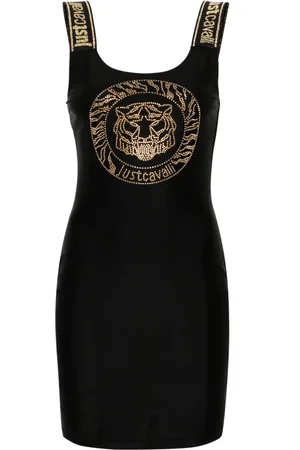 Roberto Cavalli Tiger Head cady mini dress