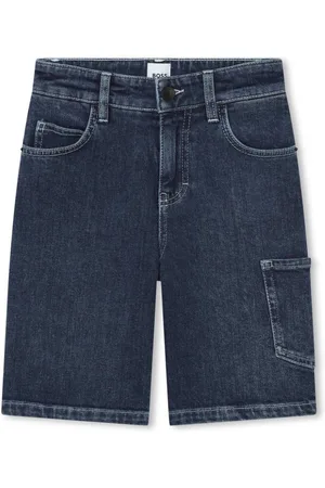 HUGO BOSS Logo-embroidered denim shorts
