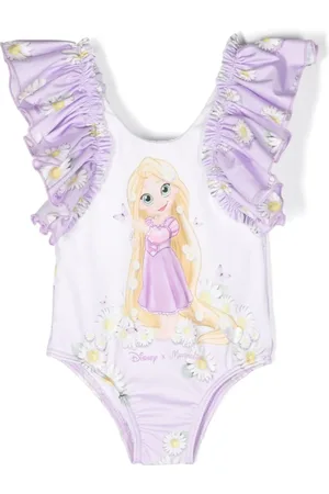 MONNALISA X Disney graphic-print ruffled swimsuit