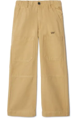 OFF-WHITE Diagonal stripe-print cotton trousers