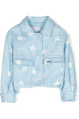 MONNALISA Star-print sequinned shirt jacket