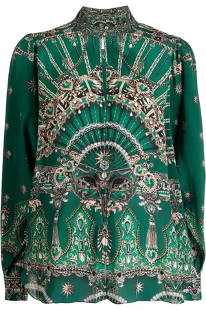 Camilla Graphic-print silk blouse