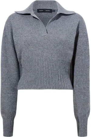 Proenza Schouler Jeanne split-neck ribbed-knit jumper