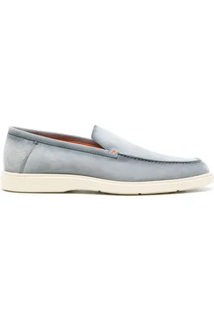 santoni Almond-toe suede loafers