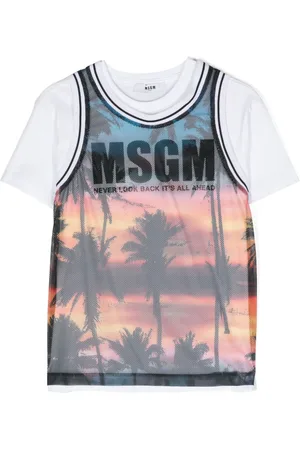 Msgm Graphic-print layered cotton T-shirt