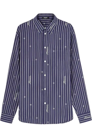 VERSACE Logo-embroidered striped shirt