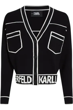 Karl Lagerfeld Logo-intarsia cropped cardigan
