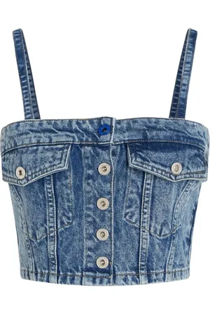 Blue Denim Smocked Tube Top