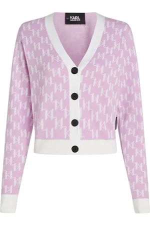 Karl Lagerfeld Monogram-intarsia cropped cardigan