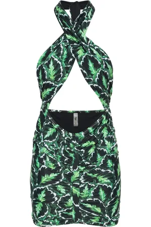Reina Olga Stallion palm-print minidress