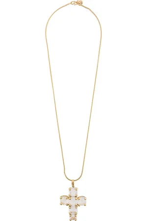 Goossens Stone-embellished cross pendant necklace