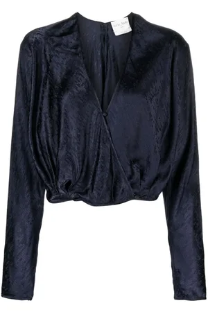 FORTE FORTE Patterned-jacquard long-sleeve blouse