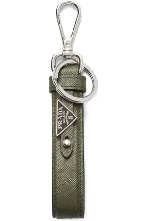Prada Triangle-logo leather keychain