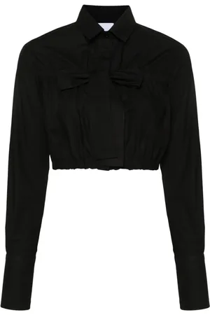Patou Bow cropped cotton blouse